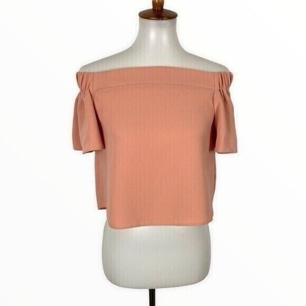 Topshop Off Shoulder Top 4 Peach Short Sleeve Y2K Feminine Flowy Festival